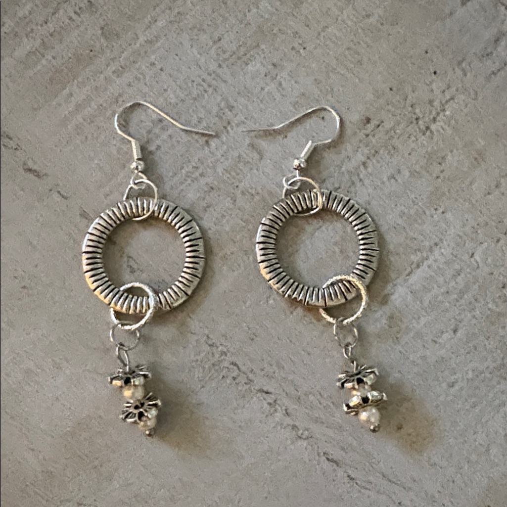 Silver Hoop Dangle Earrings By Sassy Charmer